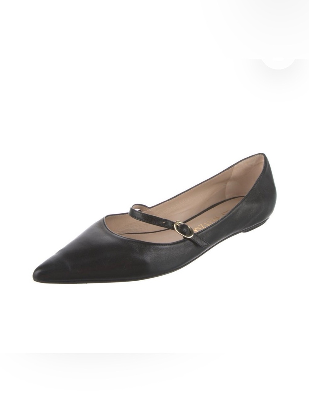 Stuart Weitzman Black Pointed Mary Jane Flat